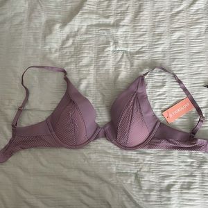 NWT ThirdLove Shadow Stripe Uplift Plunge Bra Purple Size 30D